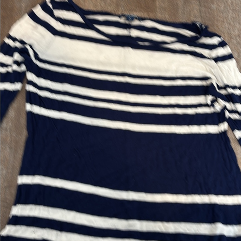 Old Navy Women's Long Sleeve Striped Tee - Navy and White